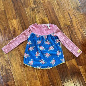 Matilda Jane Red & Navy Floral-Contrast Gather Together Long-Sleeve Tunic